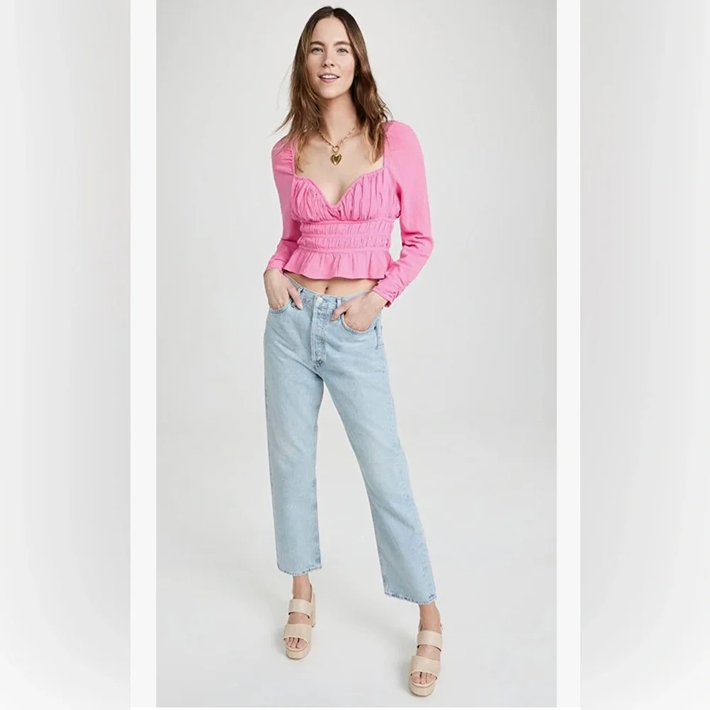 Free People Chloe Pink Crop Top NWT
